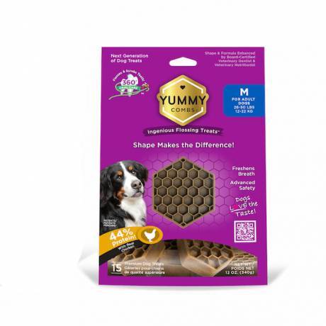 Yummy Combs Flossing Treats for Dogs - Medium 26-50 lbs, 15 Treats