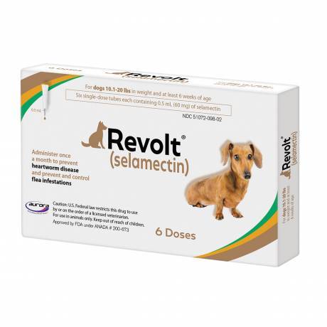 Revolt (selamectin) for Dogs Preventative - 10.1-20 lbs, 6 Month Supply