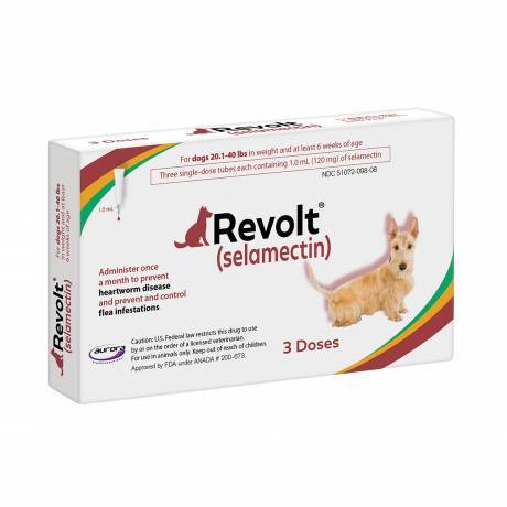 Revolt (selamectin) for Dogs Preventative - 20.1-40 lbs, 3 Month Supply