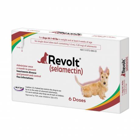 Revolt (selamectin) for Dogs Preventative - 20.1-40 lbs, 6 Month Supply