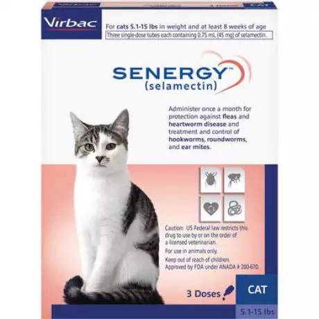 Senergy (selamectin) for Cats - 5.1-15 lbs, 3 Month Preventative Supply