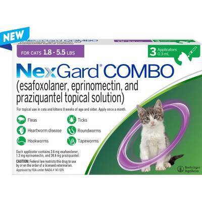 NexGard Combo for Cats 1.8-5.5 lbs, 3 Month Supply