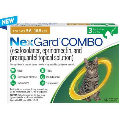 NexGard Combo for Cats 5.6-16.5 lbs, 3 Month Supply