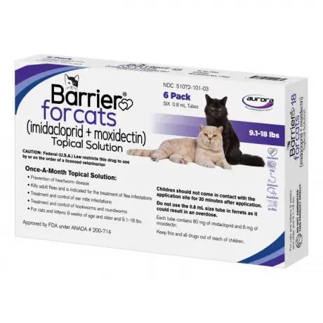 Barrier Topical Solution for Large Cats 9.1-18 lbs 6 Month Supply