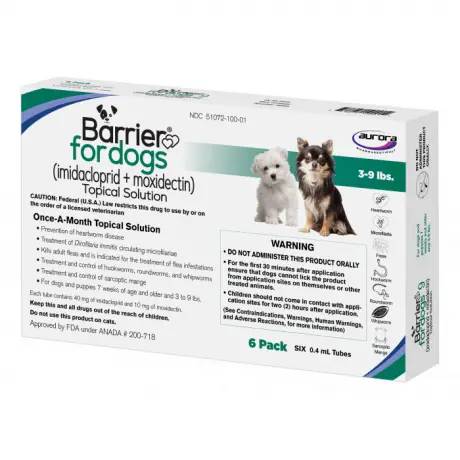 Barrier Topical Solution for Extra Small Dogs 3-9 lbs, 6 Month Supply