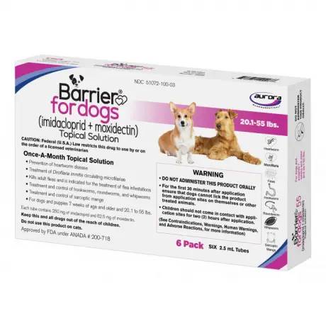 Barrier Topical Solution for Medium Dogs 20.1-55 lbs 6 Month Supply