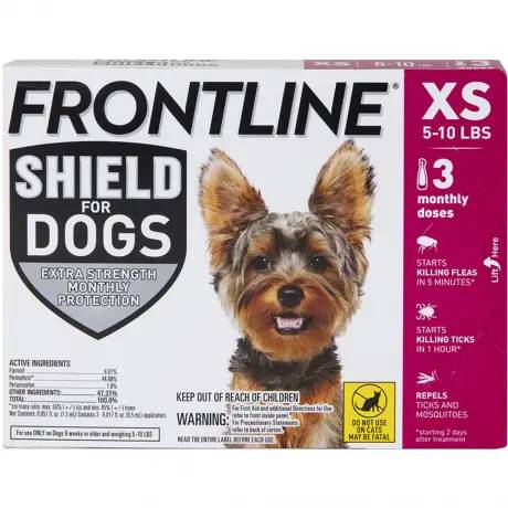 Frontline Shield for Extra Small Dogs 5-10 lbs 3 Month Supply