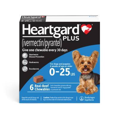 Heartgard PLUS Chewables for Dogs 1-25 lbs, 6 Month Supply