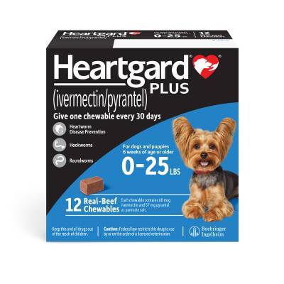 Heartgard PLUS Chewables for Dogs 1-25 lbs, 12 Month Supply