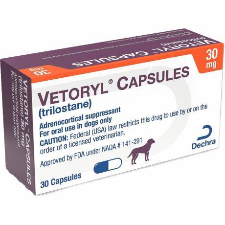 Dechra's Vetoryl (trilostane) 30mg, 30 Capsules for Cushing's disease