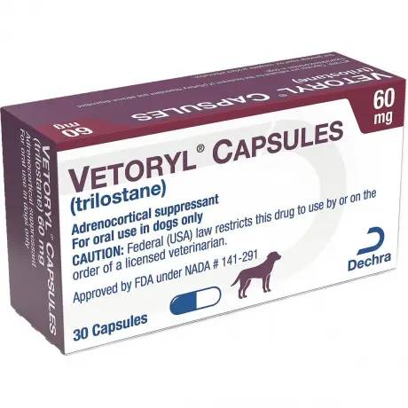 Dechra's Vetoryl (trilostane) 60mg, 30 Capsules for Cushing's disease
