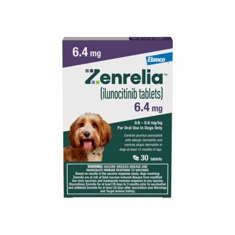 Zenrelia (ilunocitinib) Allergy  Relief for Dogs, 6.4mg 30 Tablet Blister Pack