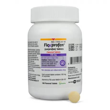 Flexprofen (carprofen) 100mg, 180 Flavored Tablets for Dogs