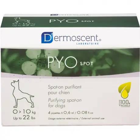 Dermoscent PYOspot for Small Dogs up to 22 lbs Purifying Spot-on PhytoC-2 and Omega Fatty Acids, 4 pipettes