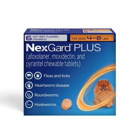 NexGard PLUS chewables for Dogs for prevention of parasites, Extra Small Dogs 4-8 lbs, 6 chewables