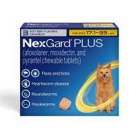 NexGard PLUS Chewables for Dogs 17.1-33 lbs, 3 Month Supply