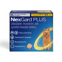 NexGard PLUS Chewables for Dogs 17.1-33 lbs, 6 Month Supply