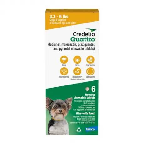 Credelio Quattro for Dogs 3.3-6 lbs (56.25mg), 6 Chewable Tablets