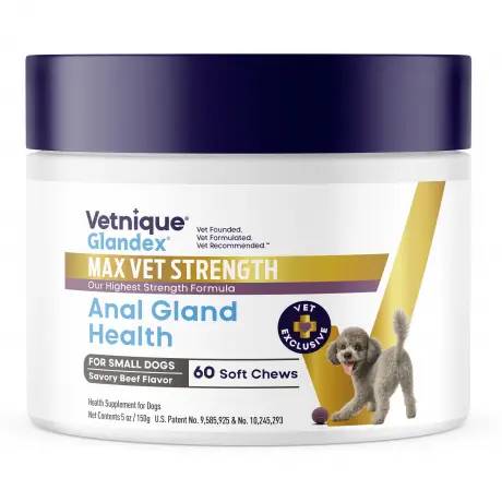 Glandex Max Vet Strength Anal Gland Health 60 Chewables for Dogs up to 25 lbs