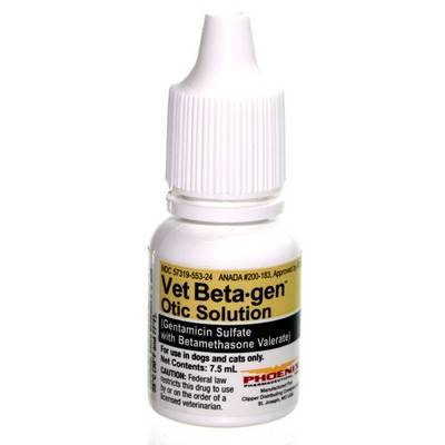 Vet Beta-gen Otic Solution: Antibiotic/Anti-inflammatory for Ears