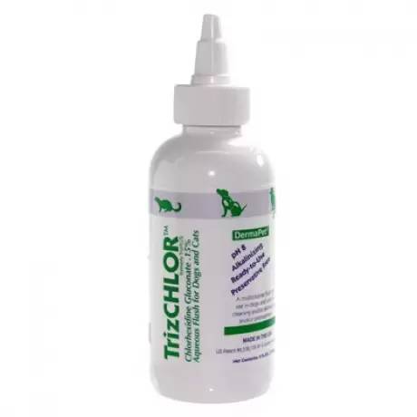 TrizCHLOR Chlorhexidine Flush for Dogs and Cats.