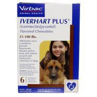Iverhart Plus Flavored Chewables for Dogs 51-100 lbs, 6 Month Supply; ?>