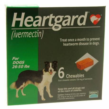 Heartgard for Dogs 26 to 50lbs 6 Chewables