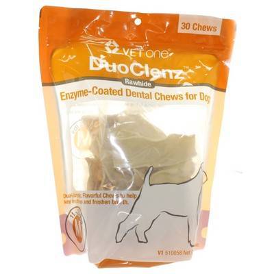30-Count Bag VetOne DuoClenz Rawhide Dental Hygenic Chews for Dogs 